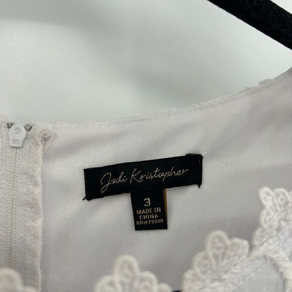 JODI KRISTOPHER White Floral Lace Sleeveless Fit & Flare Mini Dress Size 3 - Picture 7 of 8